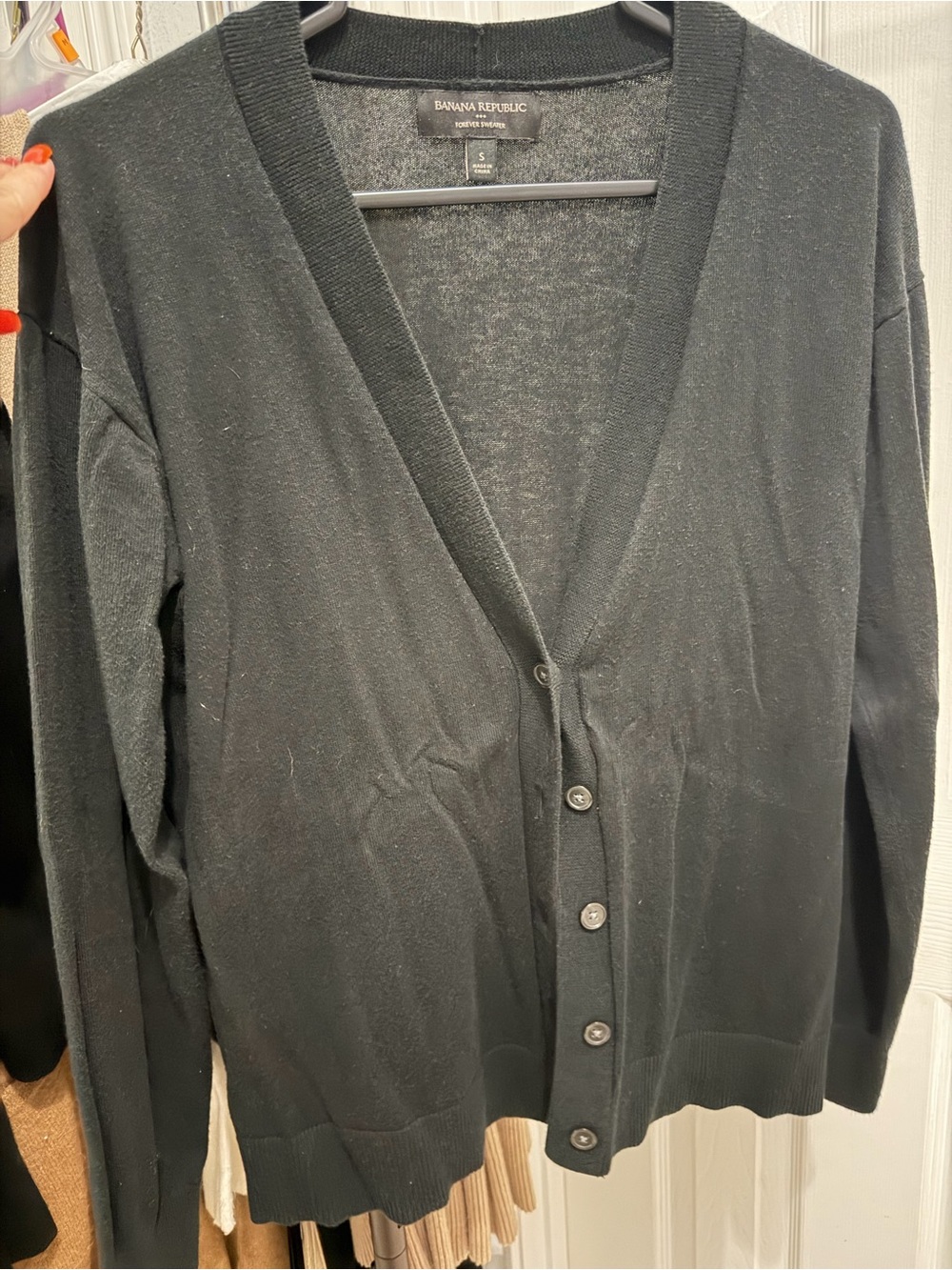 Banana Republic Men's Black Button-Front V-Neck Cardigan